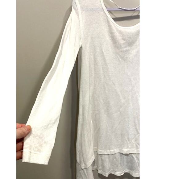 NWT FREE PEOPLE January Ribbed Tee Top Long Sleeves Ivory Size Small - Picture 7 of 7